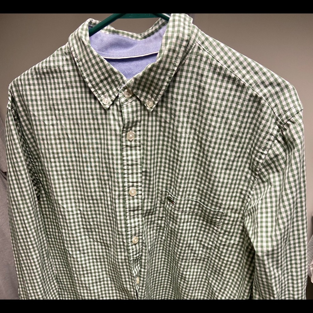 MAKE OFFER Lacoste mini check gingham button down